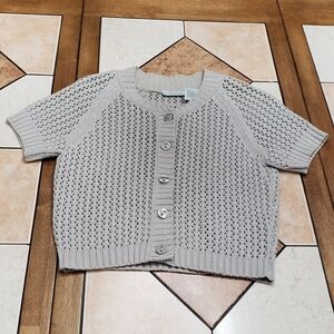 Cropped Knit Cardigan Button Up Petite